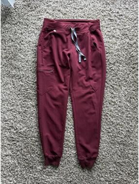 Figs Technical Collection Maroon Red Nursing Scrub Pants Women's Size Small